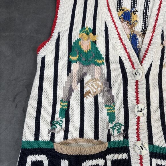 Vintage Design Options Baseball Themed Sweater Vest Medium Grannycore Charity - Picture 3 of 16